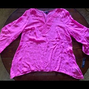 Zac and Rachel Pink Embroidered Tunic Flowy Sz L